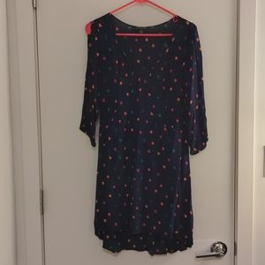 American Eagle leaf print blue 3/4 sleeve dress